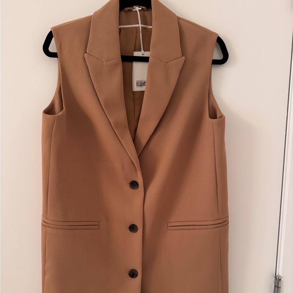 NWT COS Sleeveless Camel Long Blazer Vest